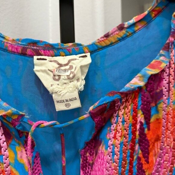 Figue Clara Midi Dress in Colorful Ikat Print Size XS BOHEMIAN Hippie Boho - Picture 4 of 10